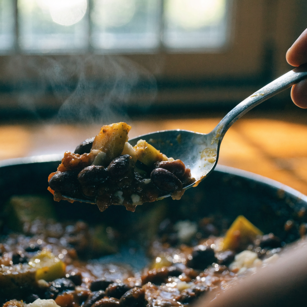 Close-up of 30-minute black bean enchilada skillet