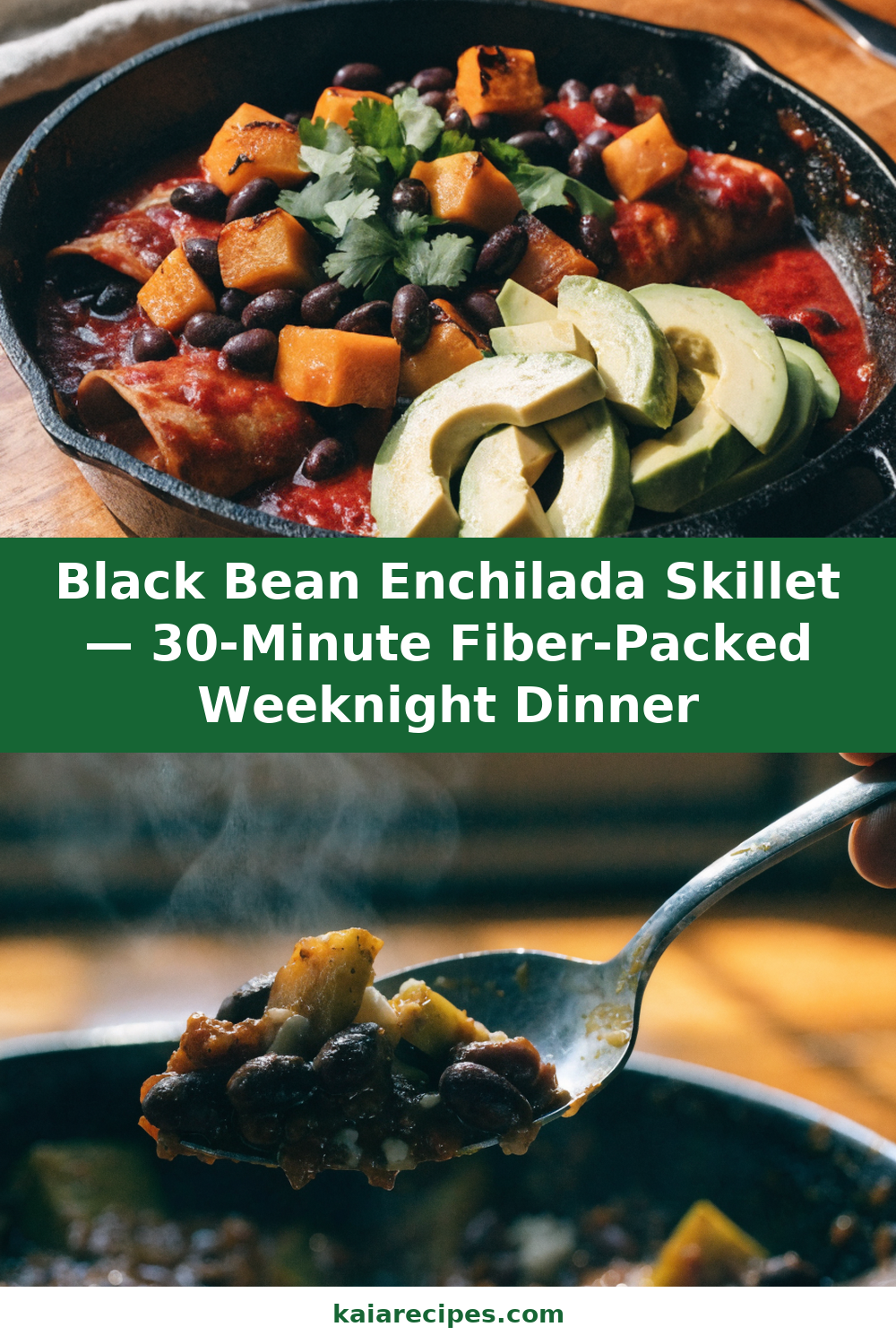 Black Bean Enchilada Skillet — 30-Minute Fiber-Packed Weeknight Dinner Pinterest recipe pin