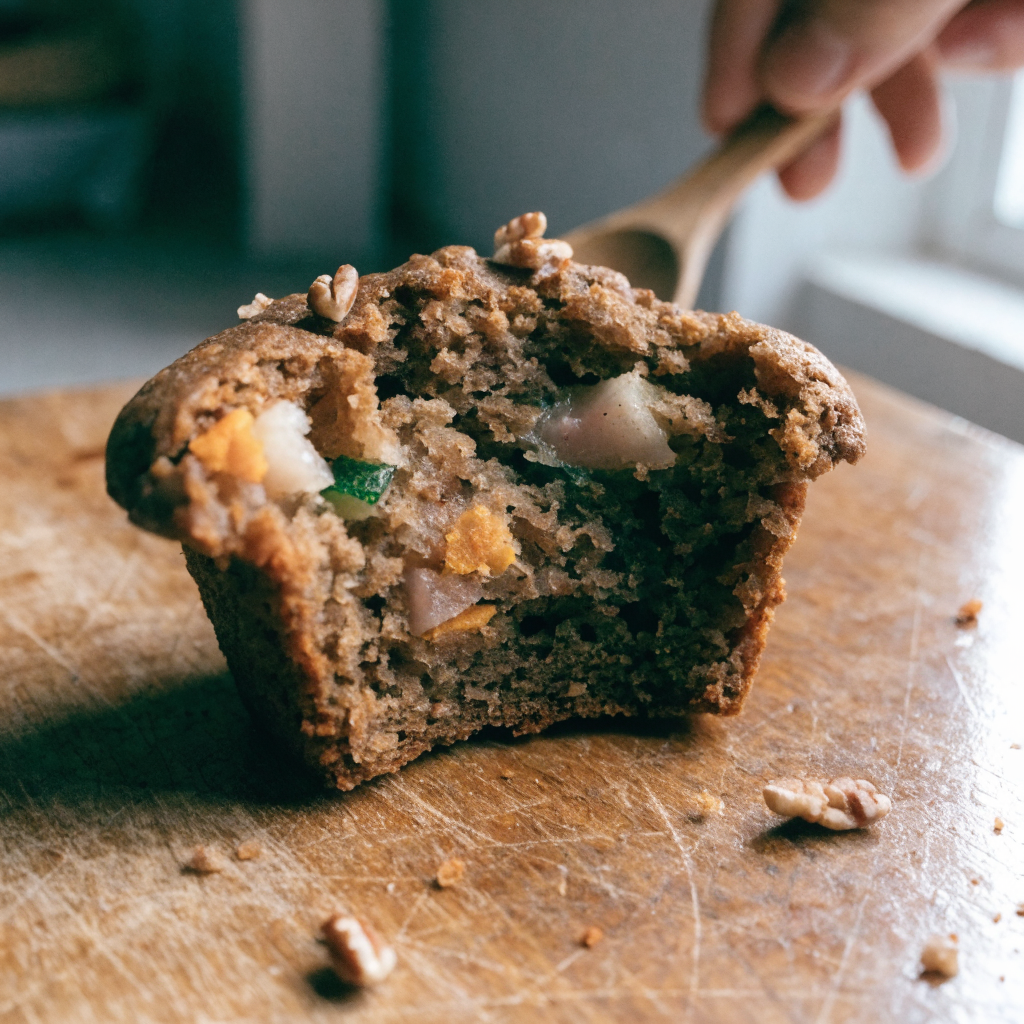 Close-up of morning glory muffins with carrot, zucchini, and apple