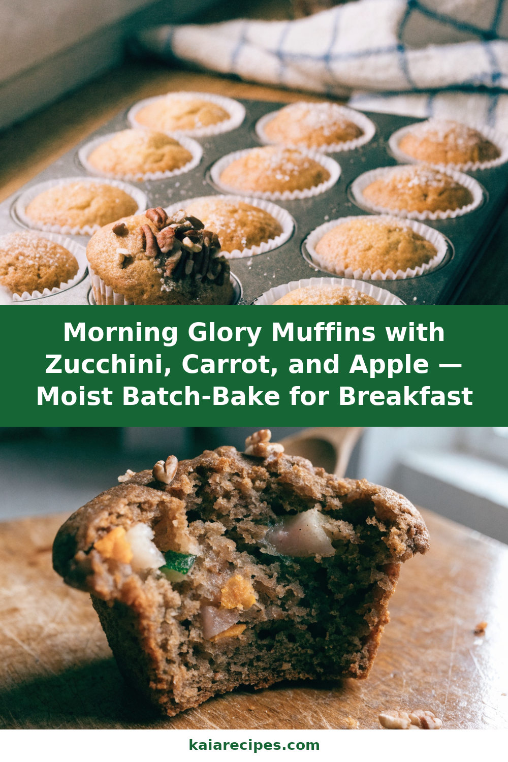 Morning Glory Muffins with Zucchini, Carrot, and Apple — Moist Batch-Bake for Breakfast Pinterest recipe pin